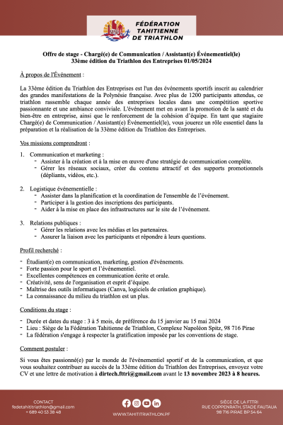 Recrutement stage TDE 2024